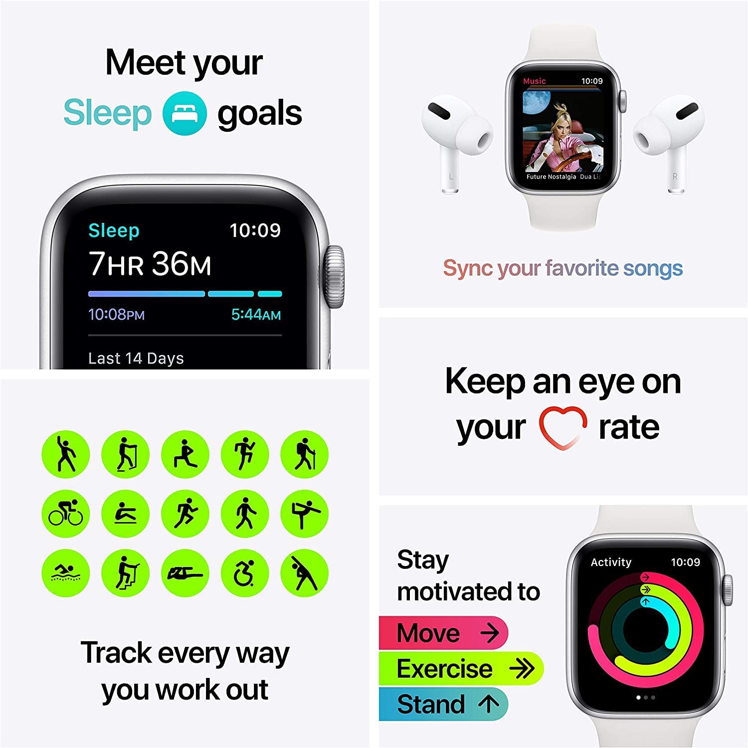 Apple Watch SE (GPS, 40mm) - Gold Aluminum Case with Starlight Sport Band - Regular -MKQ03LL/A