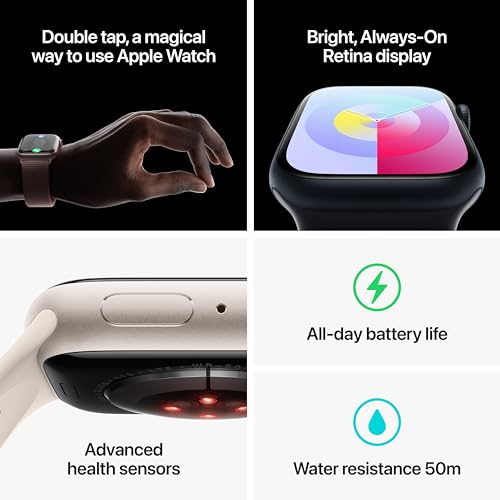 Apple Watch Series 9 (GPS + Cellular) 41mm Starlight Aluminum Case with Starlight Sport Band - M/L - MRHP3LW/A