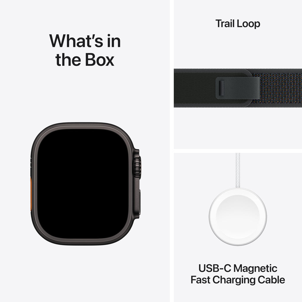 Apple Watch Ultra 2 (GPS + Cell) 49mm Black Titanium Case w/ Black Trail Loop S/M