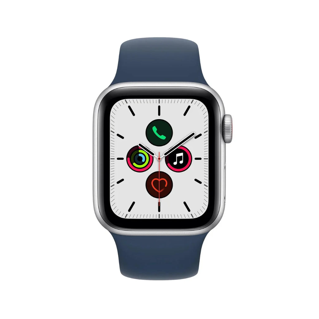 Apple Watch SE (1st Generation GPS) 44mm Silver Aluminum Case with Abyss Blue Sport Band - MKQ43LL/A
