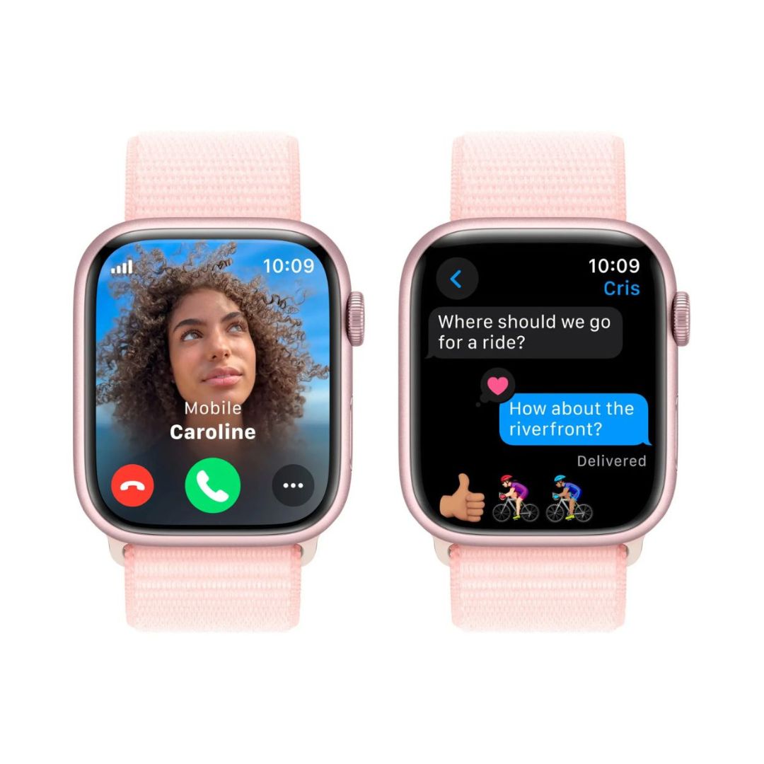 Apple Watch Series 9 (GPS+Cell) 45mm Aluminum Case w/ Light Pink Sport Loop - MRMM3LW/A