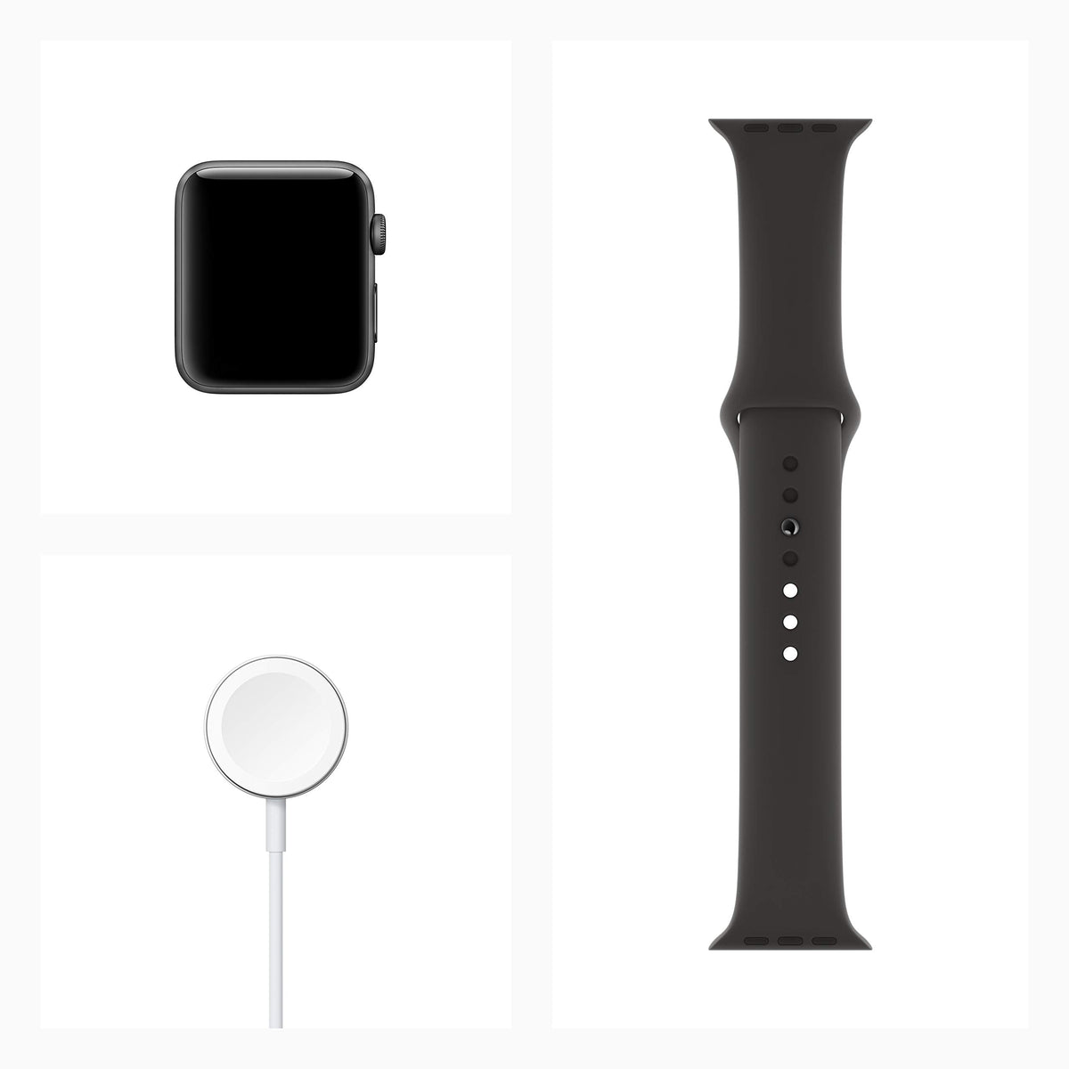 Apple Watch Series 3 (GPS+Cellular) - 42mm Space Gray Al Black Sport Band - MQK22LL/A