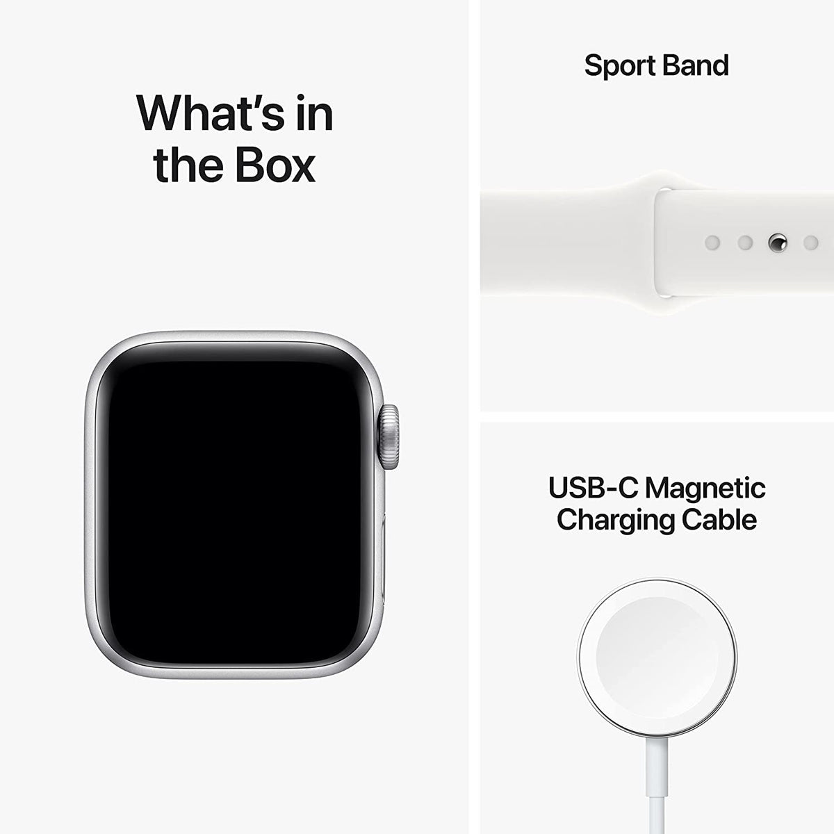 Apple Watch SE 2nd Gen GPS+Cel 44mm Aluminum Case White Sport Band - Silver - MNU63LL/A