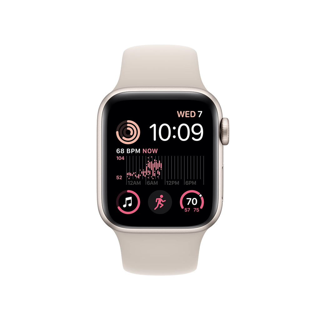 Apple Watch SE 2nd Gen GPS, 40mm Starlight Aluminum Case with Sport Band, M/L - MRG03LL/A