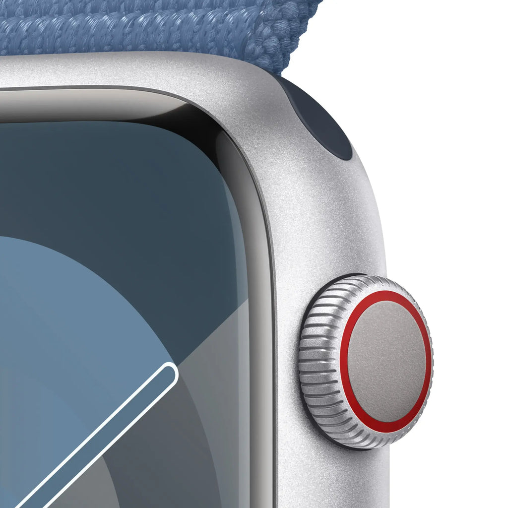 Apple Watch Series 9 (GPS+Cell) 45mm Silver Aluminum Case w/ Winter Blue Sport Loop - MRMJ3LL/A