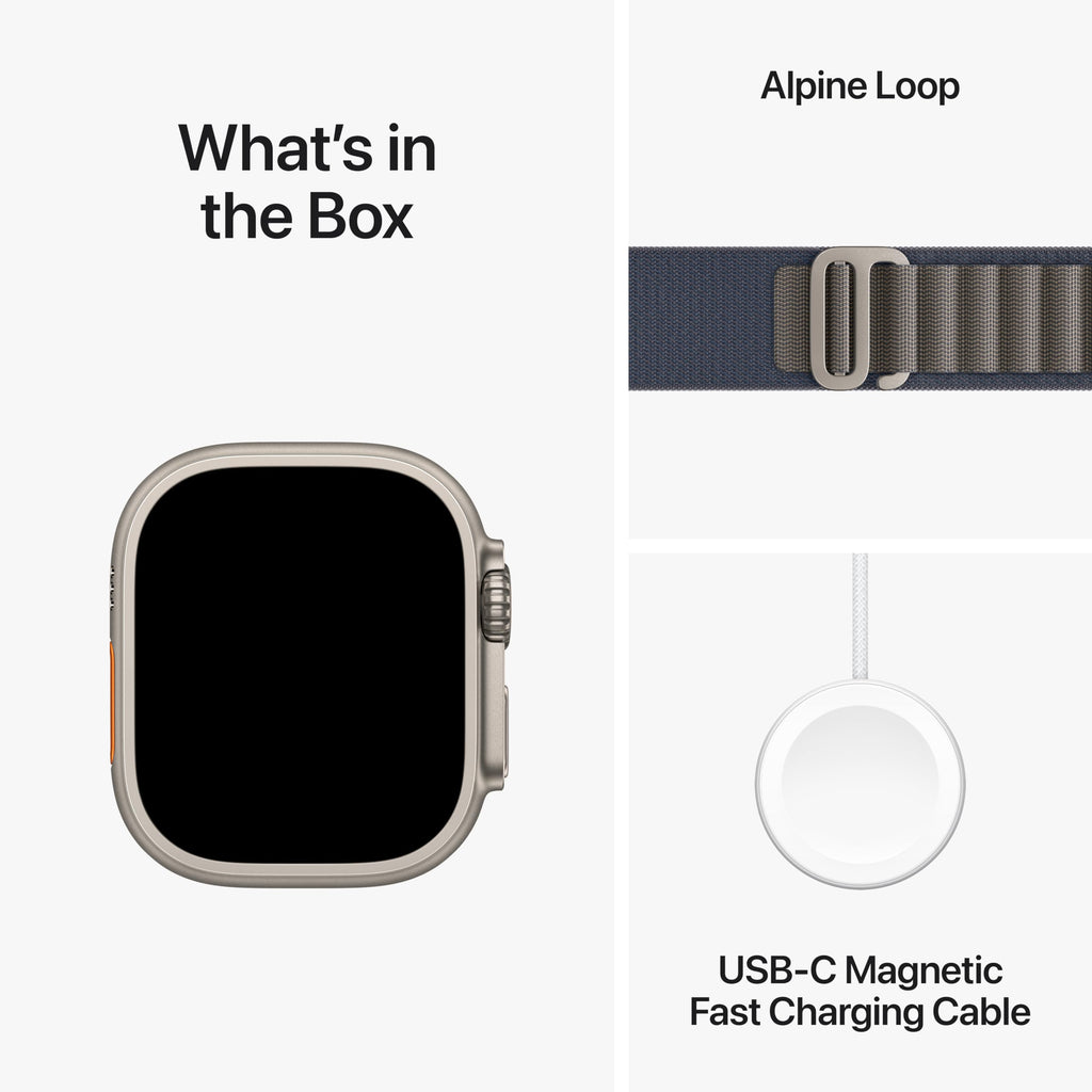 Apple Watch Ultra 2 GPS + Cellular 49mm Titanium Case with Blue Alpine Loop - Large - MREQ3LW/A