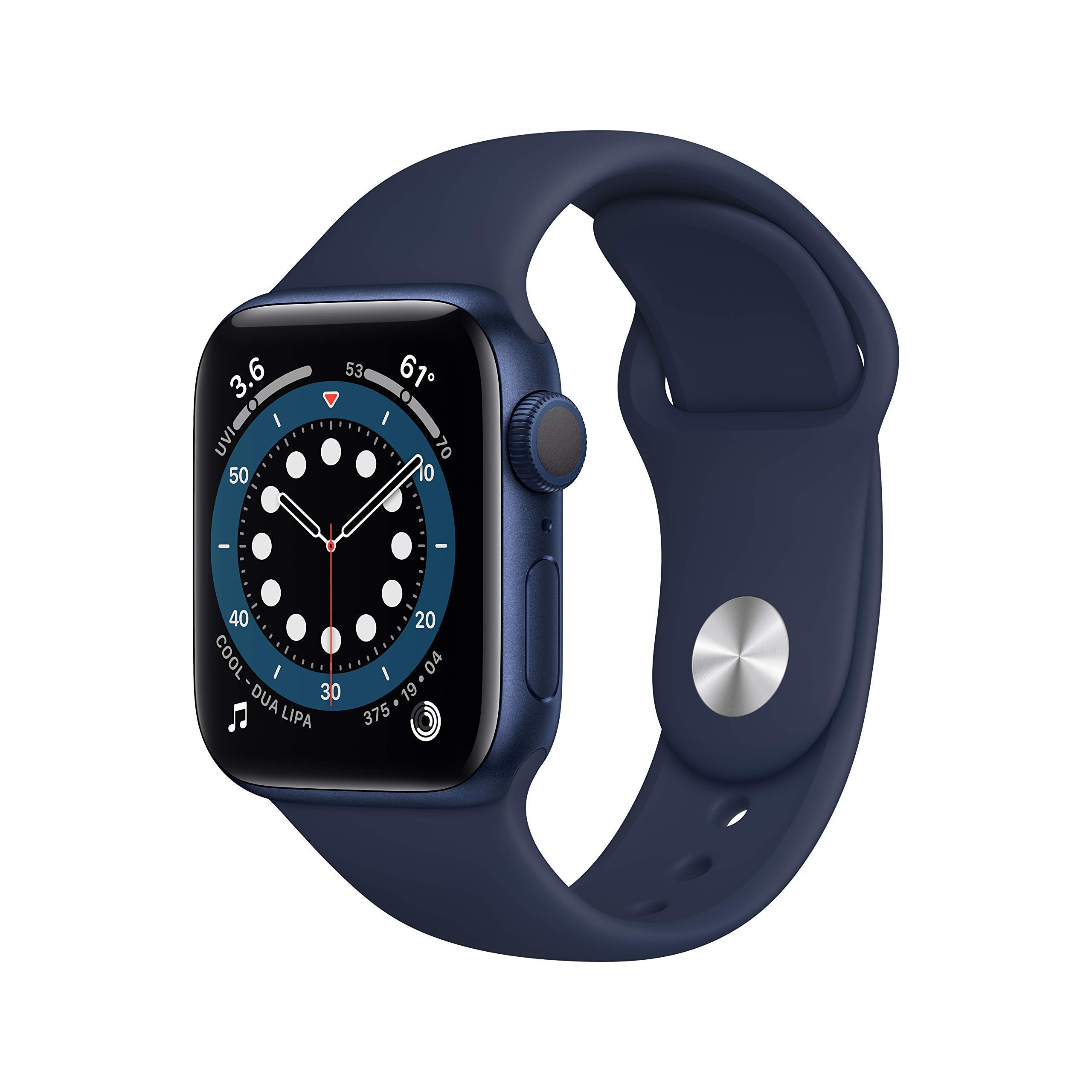 Apple Watch Series 6 (GPS) 40mm Blue Aluminum Case with Deep Navy Sport Band - MG143LL/A