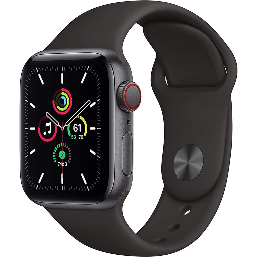 Apple Watch SE GPS 44mm Space Gray Aluminum Case with Black Sport Band-Space gray - MYDT2LL/A