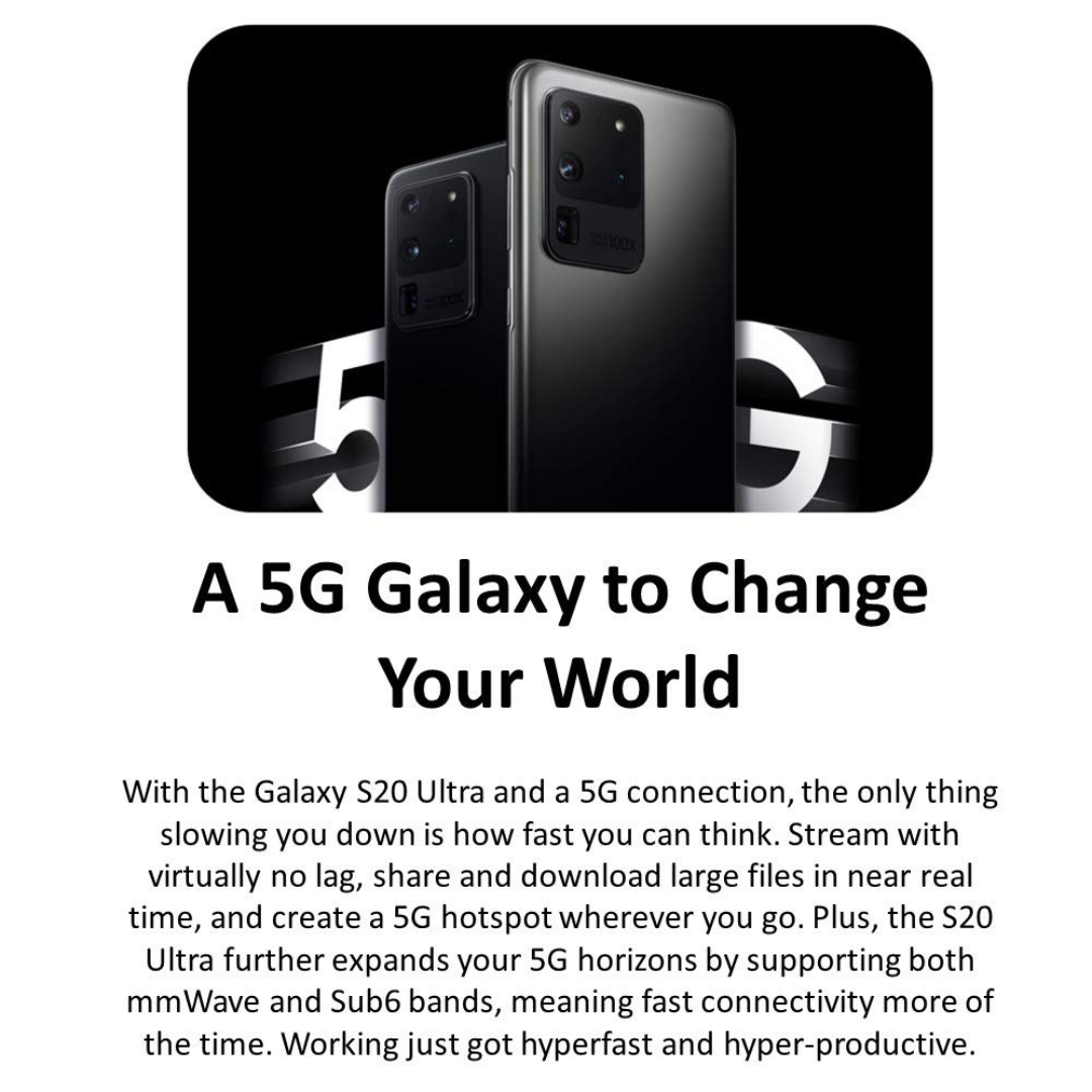 AT&T Samsung Galaxy S20 Ultra 5G - 128GB - Cosmic Black - SM-G988UZKAATT