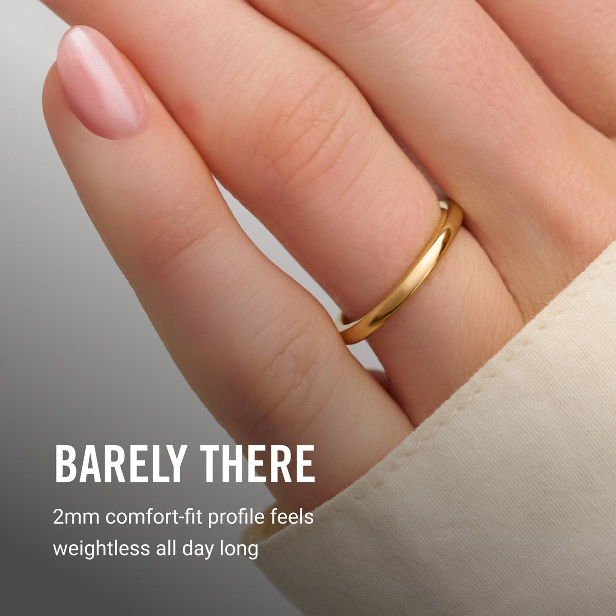 Ridge 2mm Rounded Ring Set - 14K Yellow Gold