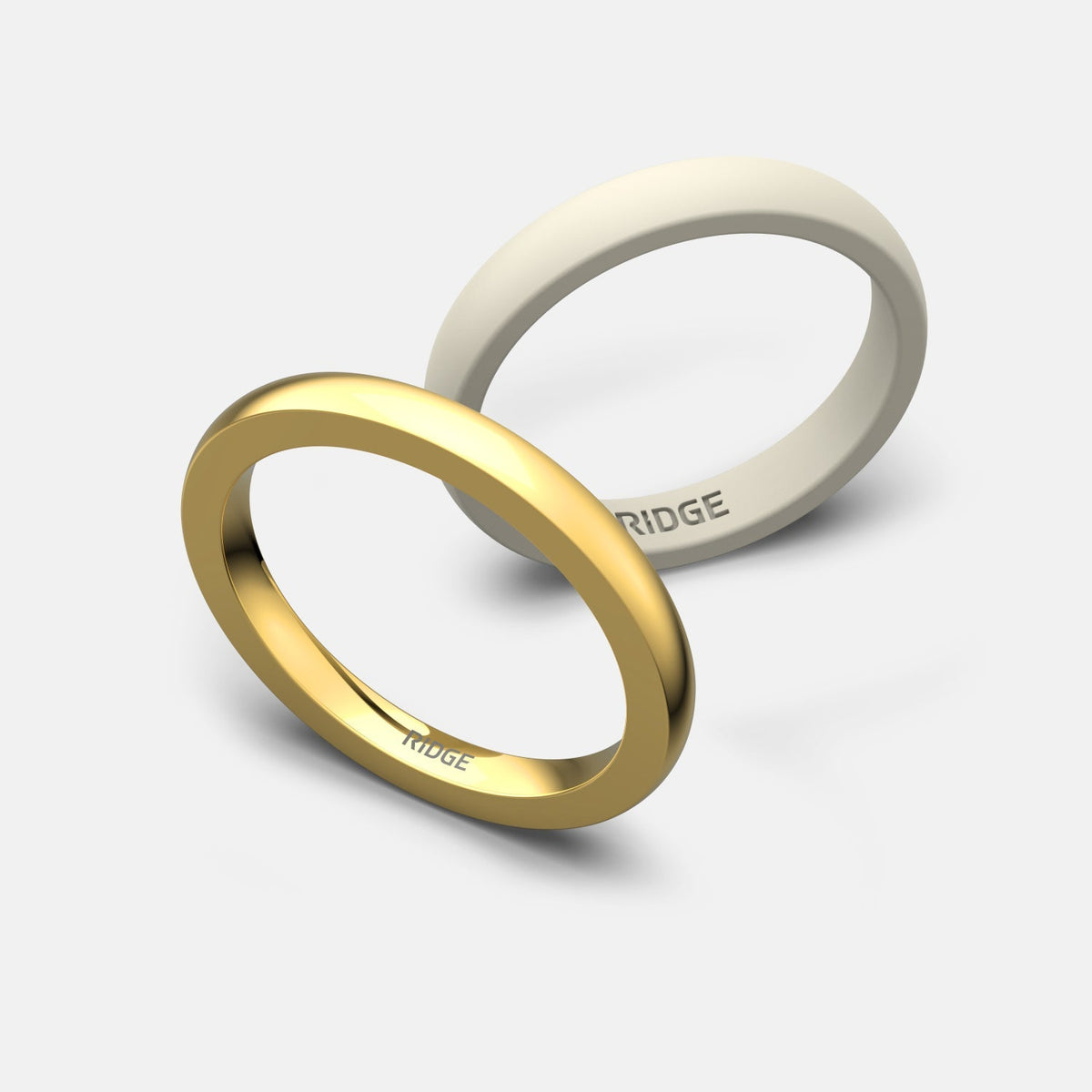 Ridge 2mm Rounded Ring Set - 14K Yellow Gold