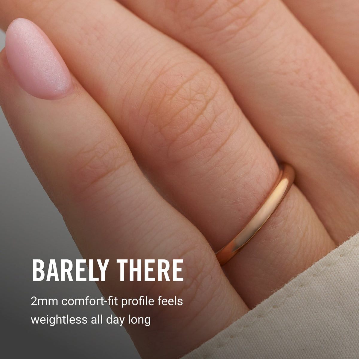 Ridge 2mm Rounded Ring Set - 14K Rose Gold