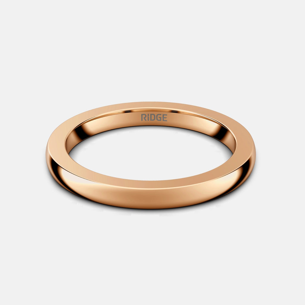 Ridge 2mm Rounded Ring Set - 14K Rose Gold