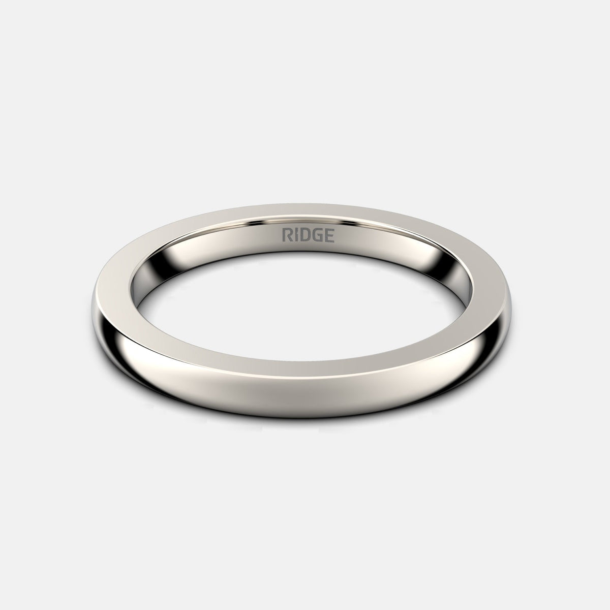 Ridge 2mm Rounded Ring Set - 14K White Gold