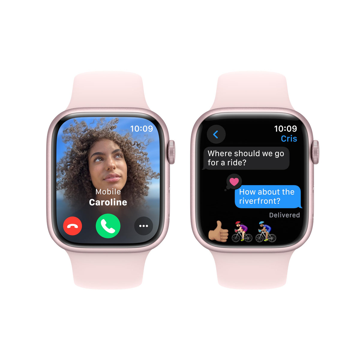 Apple Watch Series 9 (GPS) 45mm Aluminum Case with Light Pink Sport Band - M/L - Pink - MR9H3LL/A