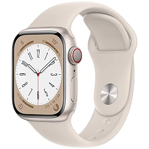 Apple Series 8 GPS+Cel 41mm Aluminum Case Starlig Sport Band - Starlight - MNV03LL/A