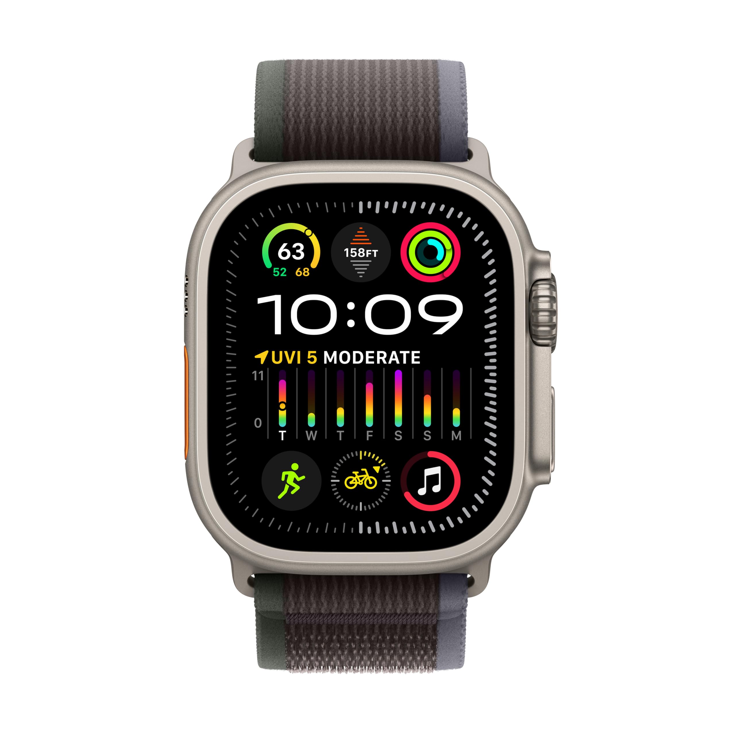 Apple Watch Ultra 2 (GPS + Cellular) 49mm Titanium Case with Blue/Black Trail Loop (Small/Medium) - MRF53LW/A