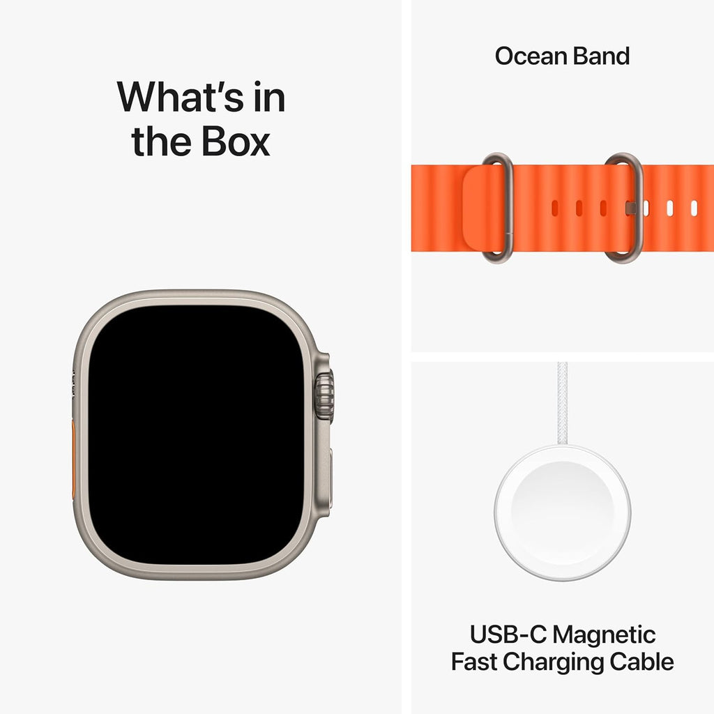 Apple Watch Ultra 2 (GPS + Cell) 49mm Titanium Case w/ Orange Ocean Band (NO Blood Oxygen) - MREH3LW/A